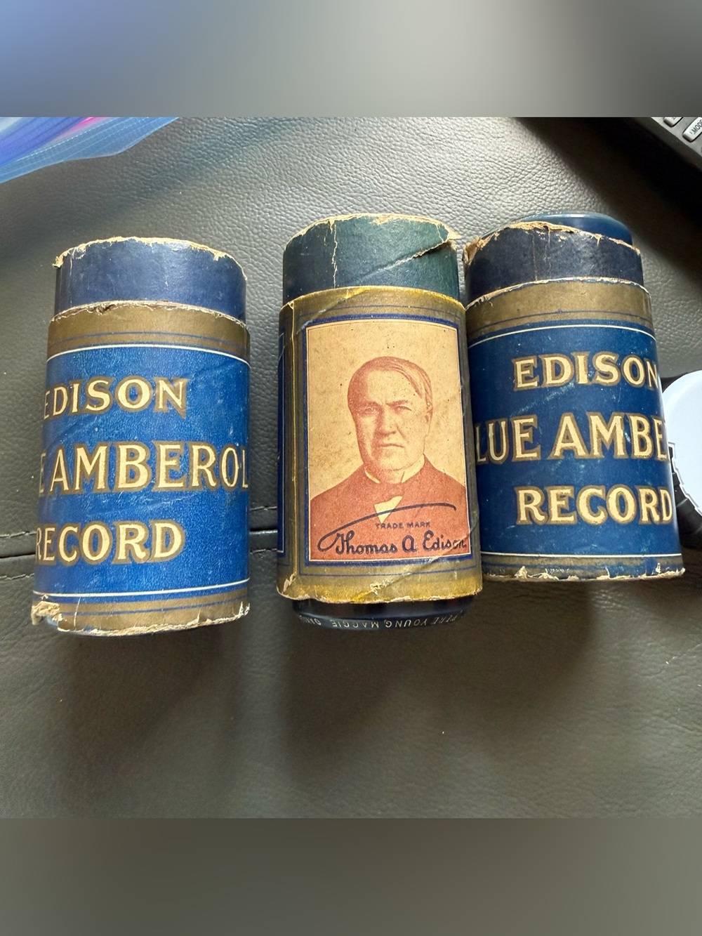 Edison Blue Amberol Cylinder Records - Blue